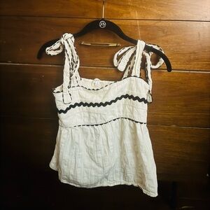 👑 Elegant Cream Smocked Blouse with Tie Straps